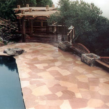 Stone pool patio wood deck
